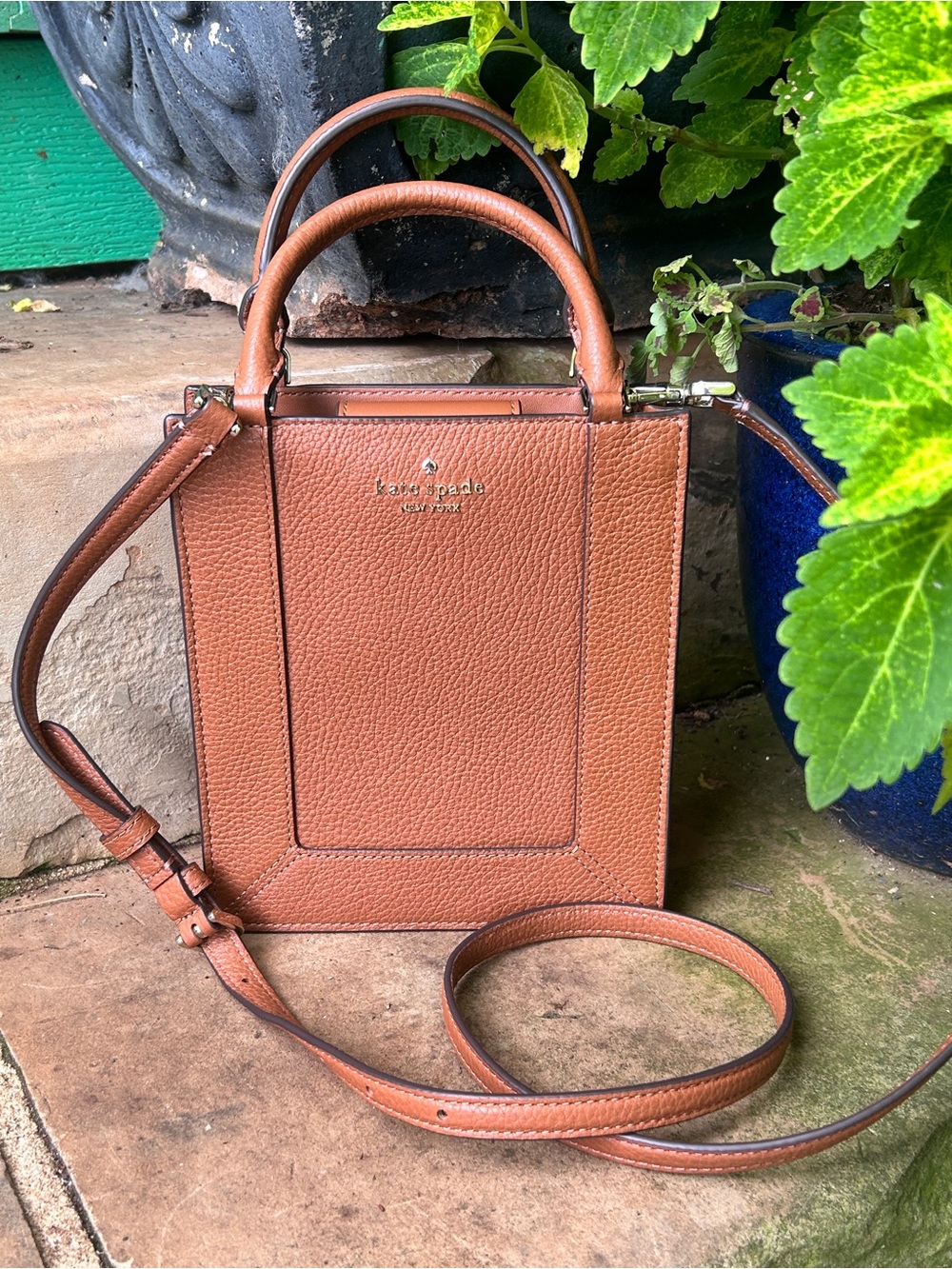 Kate Spade Lena Mini Brown Leather Crossbody Tote